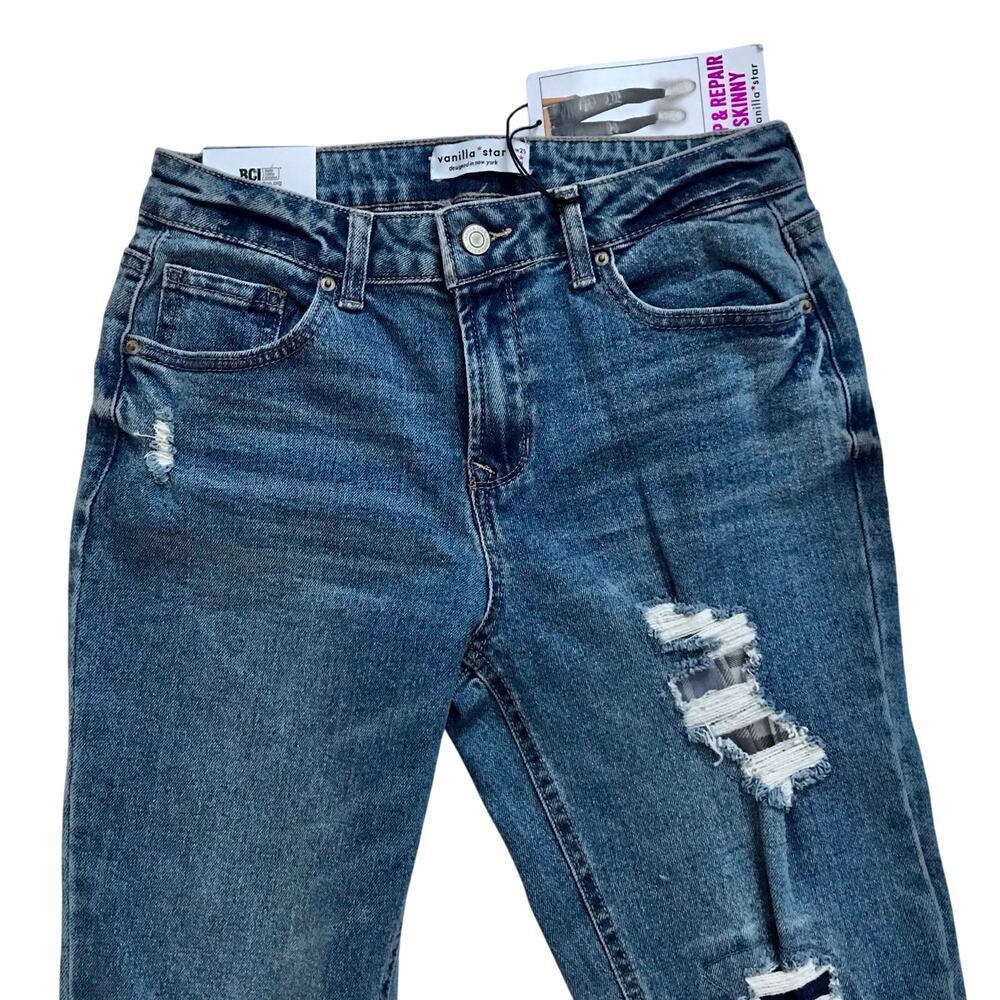 Vanilla Star NWT Rip and Repair Skinny Jeans Juniors/Women 9/29 - Picture 3 of 10